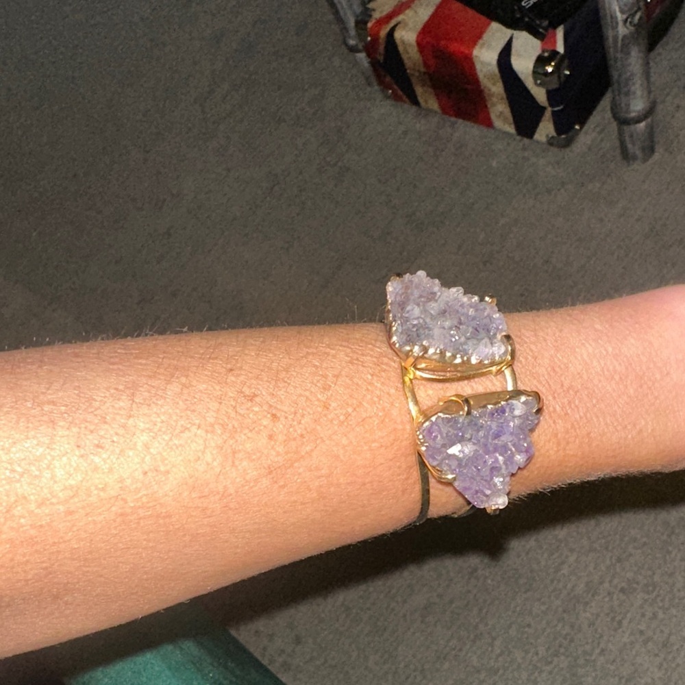 Gold Bracelet with authentic amethyst. Hand made by designer to the stars.